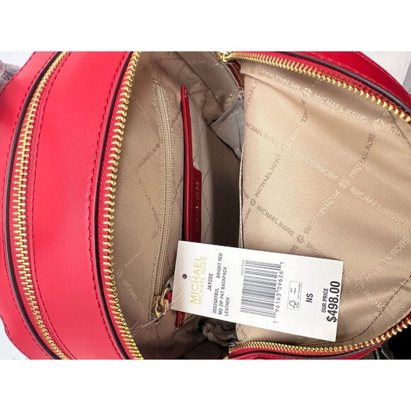 Michael Kors backpack jaycee medium pebbled leather bag bright red main image 6